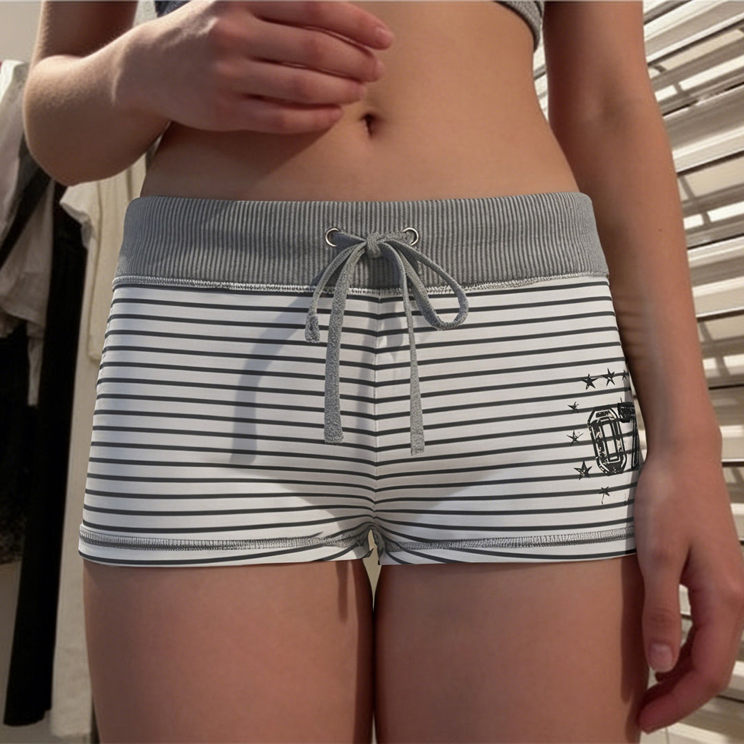 Damen Freizeit Shorts mit raffiniertem Streifenmuster und elastischem Bund EB