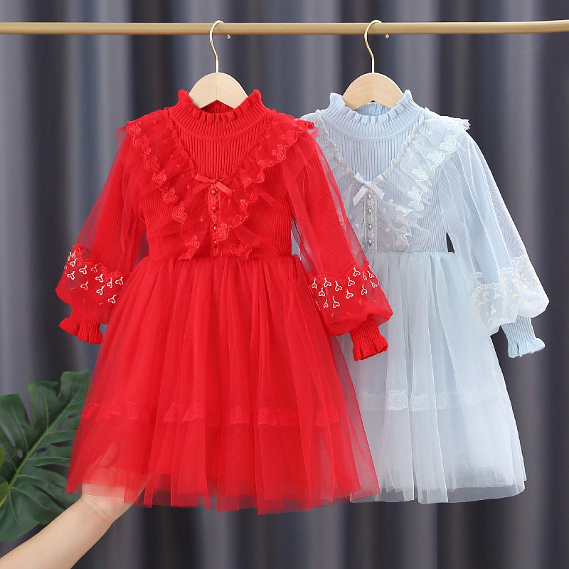 Mädchen festliches Tüllkleid mit Rüschendetails EB