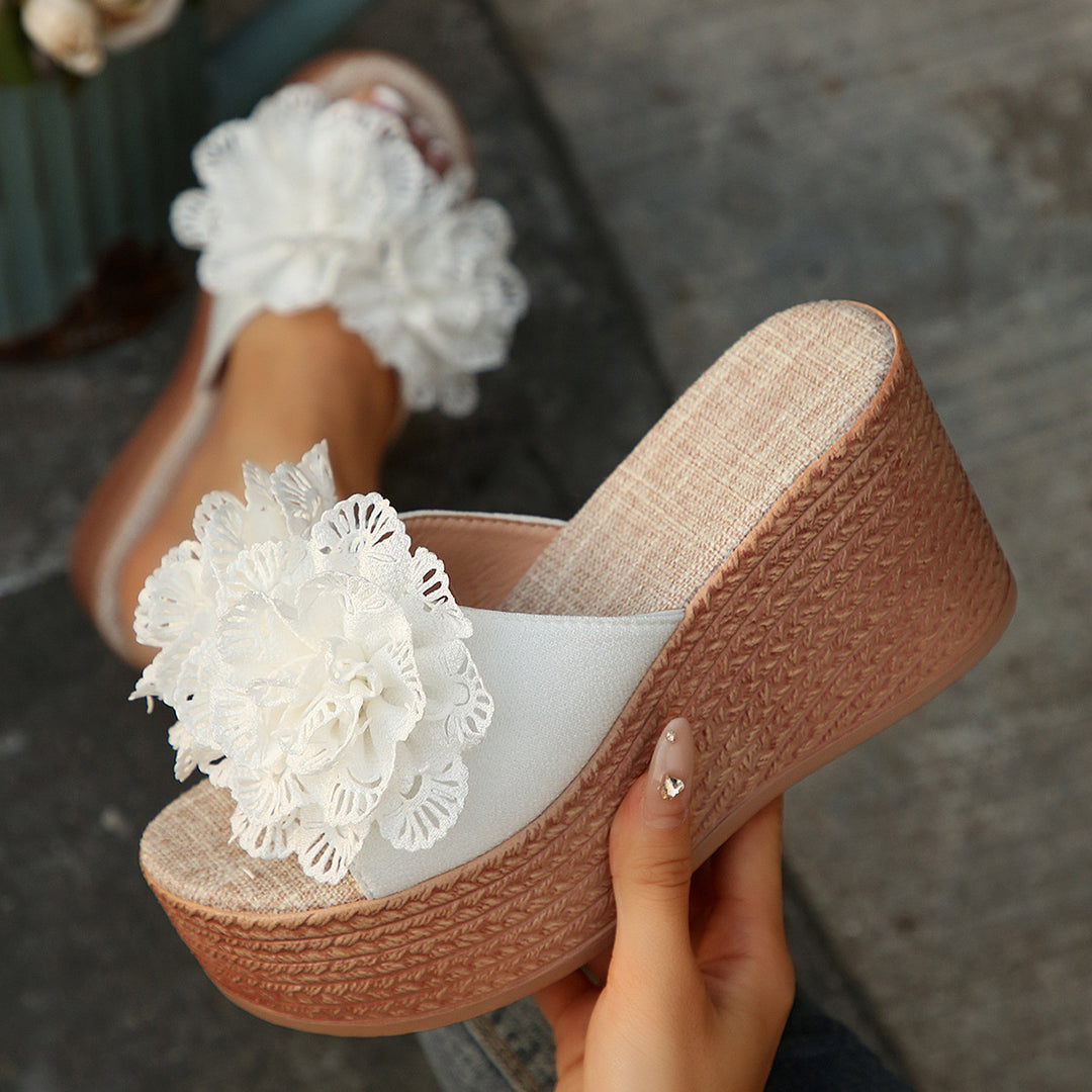 Damen Wedge-Sandalen mit floraler Applikation EB