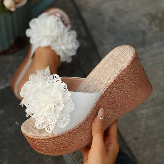 Damen Wedge-Sandalen mit floraler Applikation EB