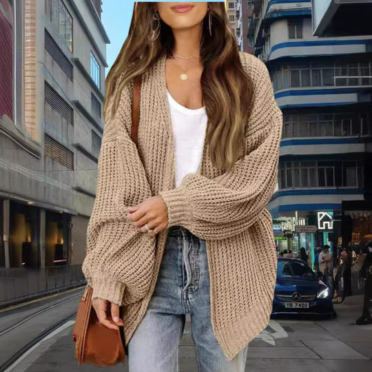 Damen Grobstrick Cardigan mit weitem Schnitt EB