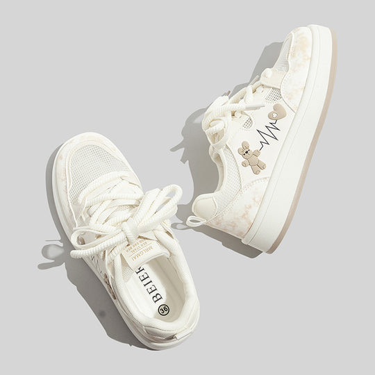 Damen Sneakers mit charmantem Bärenmotiv und atmungsaktiver Oberflächenstruktur EB