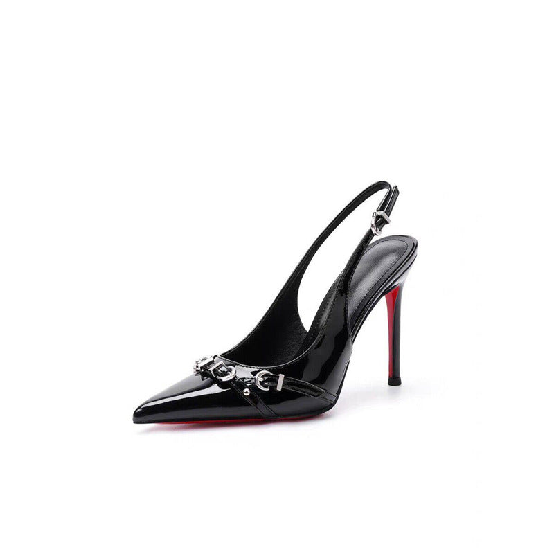 Damen Slingback Pumps mit glänzendem Obermaterial EB