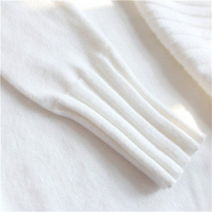 Damen Oversized Rollkragenpullover mit geschlitzten Ärmeln und Rippstruktur EB