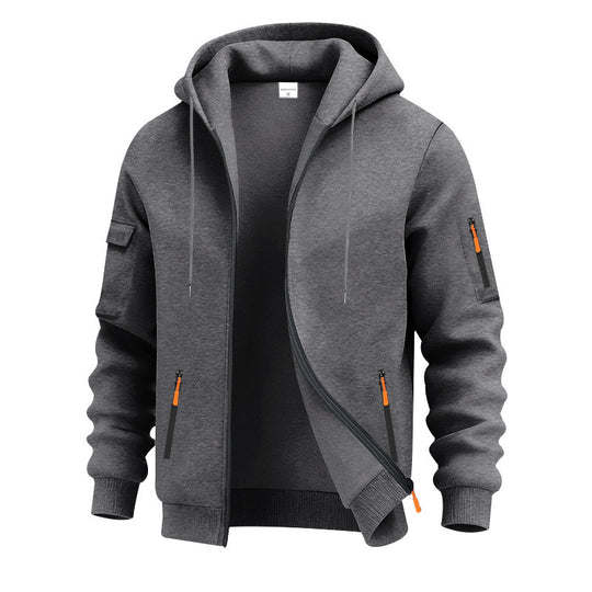 Herren nan technische Kapuzenjacke mit Reißverschluss, zipptaschen und Ärmeltasche EB