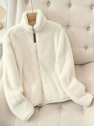 Damen Fleecejacke im zeitgemäßen Design mit hohem Kragen und praktischen Taschen EB
