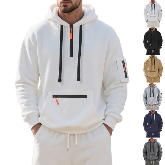 Herren funktionaler Kapuzenpullover mit Reißverschluss und seitlichen Taschen EB