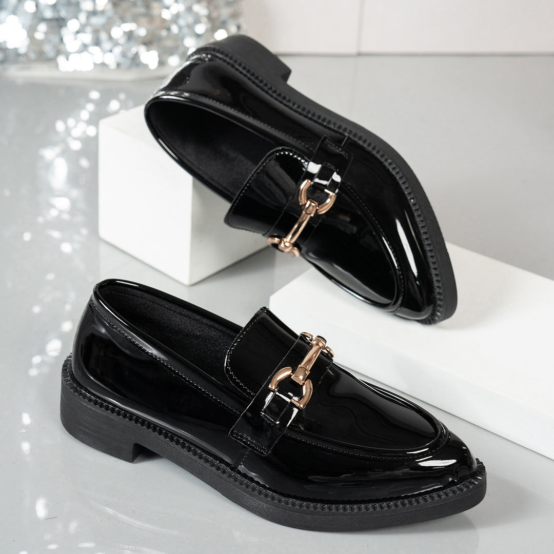 Damen elegante Loafers mit modischer Schnallenverzierung EB