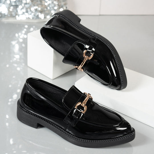 Damen elegante Loafers mit modischer Schnallenverzierung EB