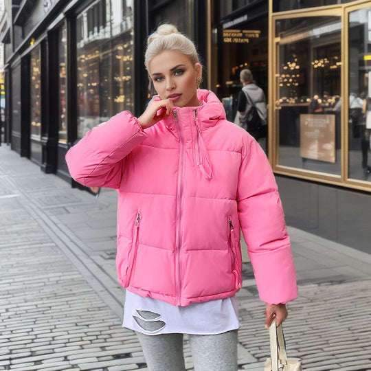 Damen modische Pufferjacke mit verstellbarer Kapuze und dicken Isolierungen EB
