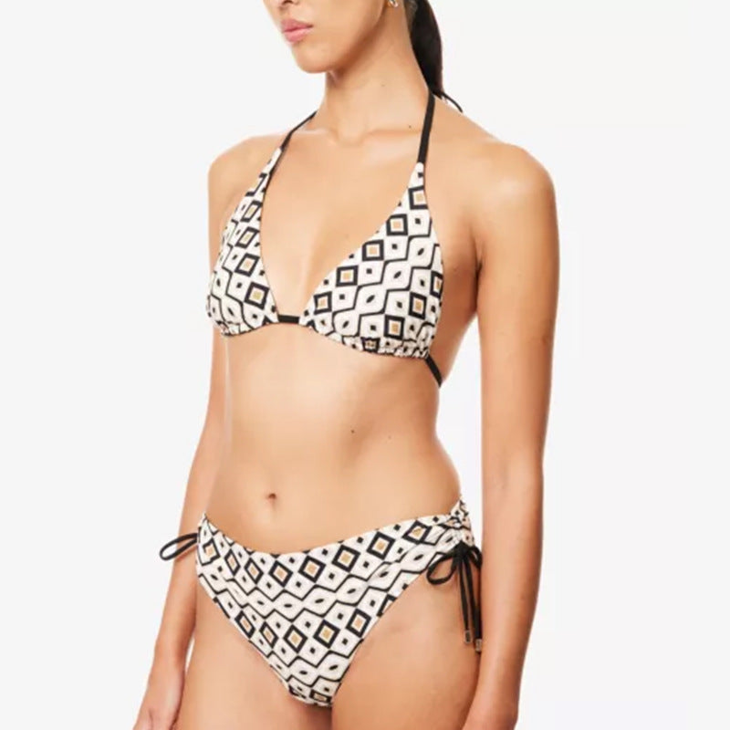 Damen Triangel-Bikini mit verstellbaren Trägern und geometrischem Muster EB
