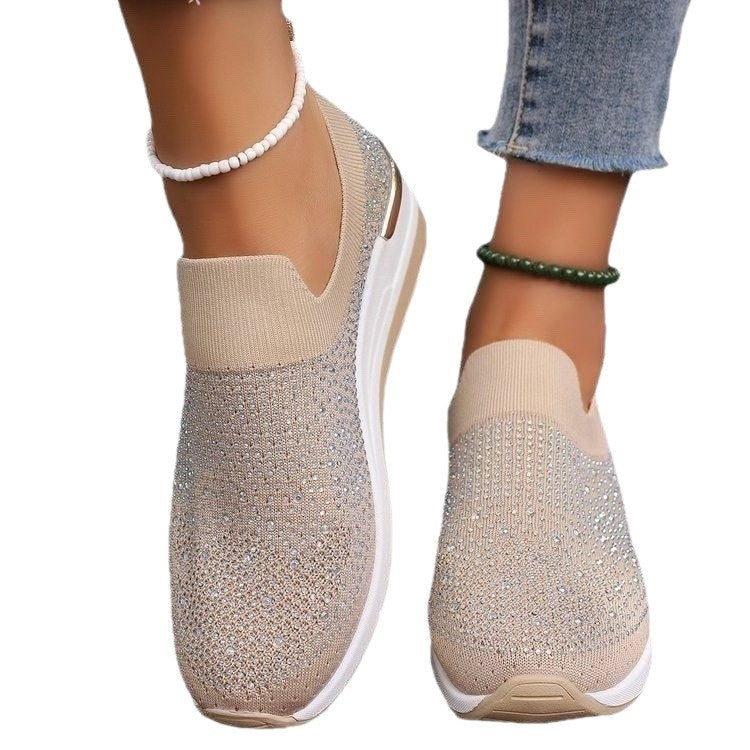 Damen Glitzernde Slip-On Sneakers mit atmungsaktivem Obermaterial und modischem Design EB