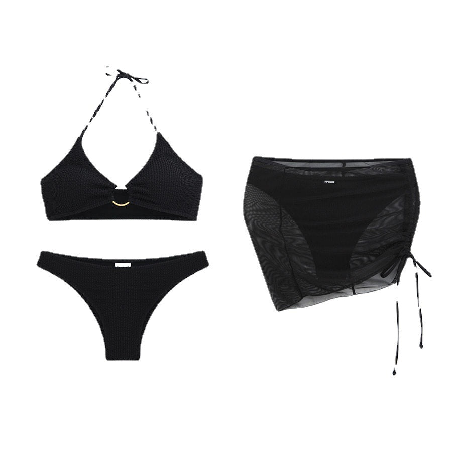 Damen Set mit gecrinkeltem Oberteil und Rock EB