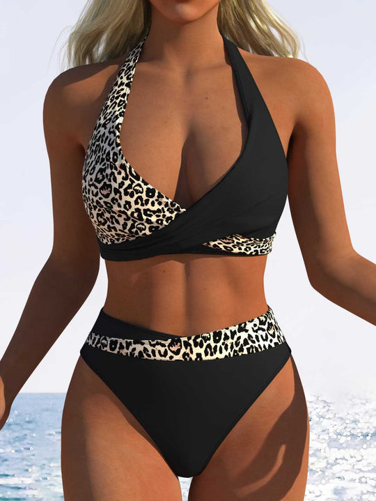 Damen Bandeau-Bikini mit floralem Muster und hohem Beinausschnitt EB
