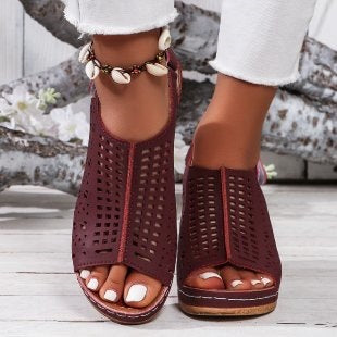 Damen Komfortable Wedge-Sandalen mit luftiger Netzstruktur EB