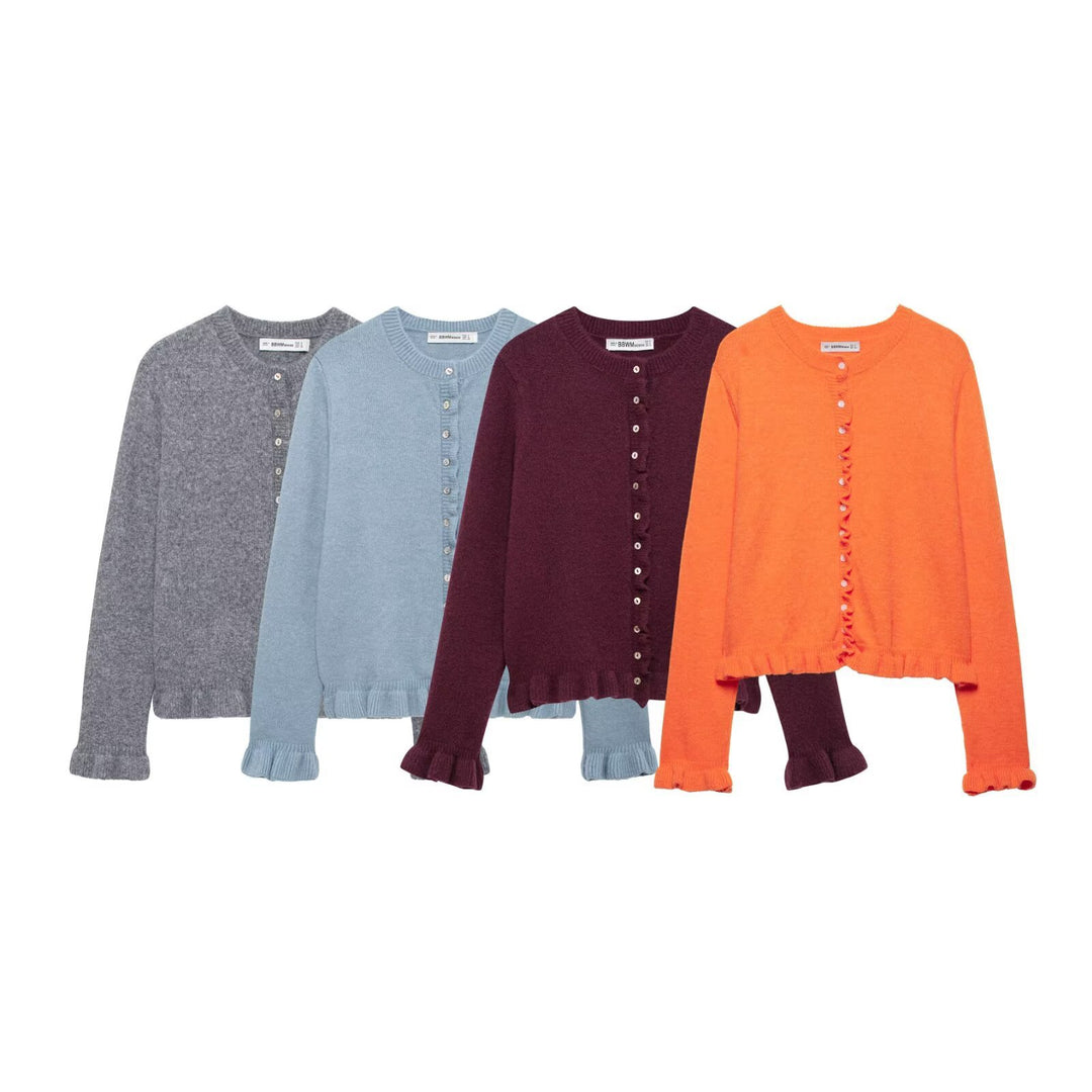 Damen elegante Strickjacke mit dekorativen Knöpfen EB