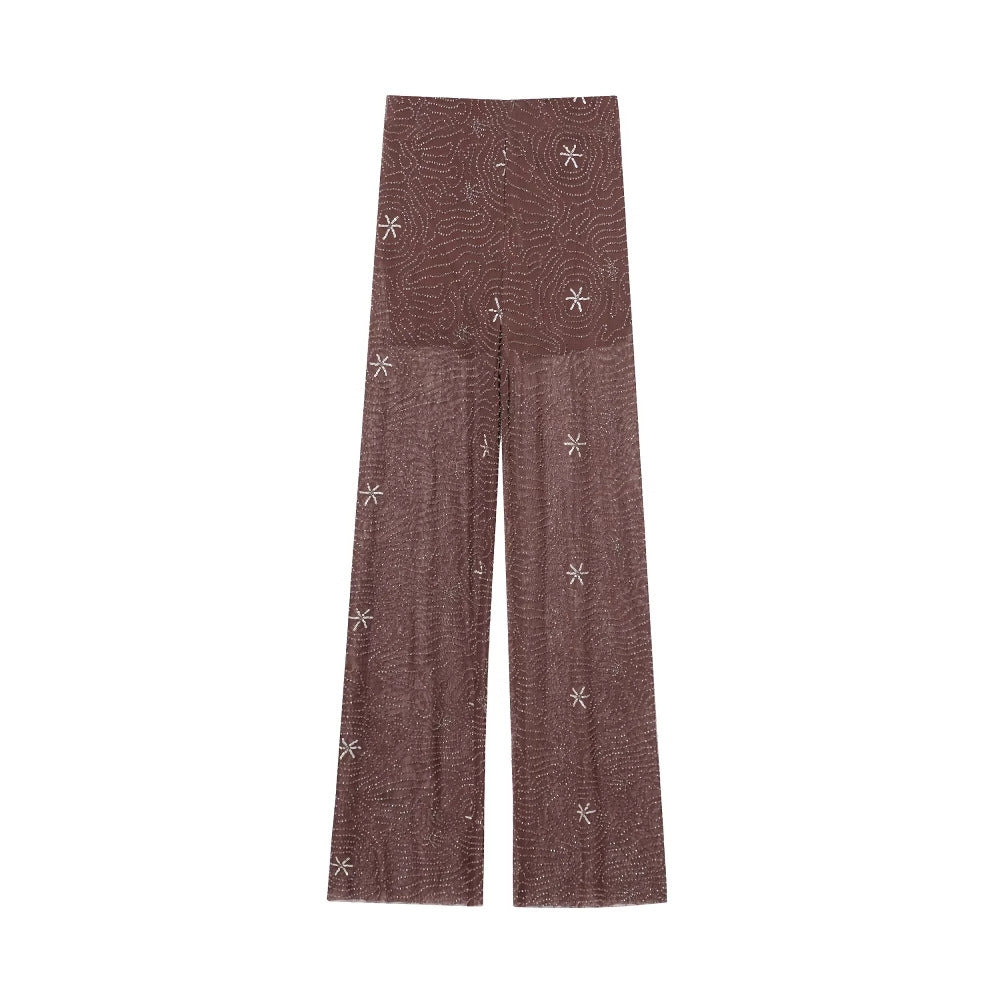 Damen Weite Hosen mit eleganter Stickerei EB