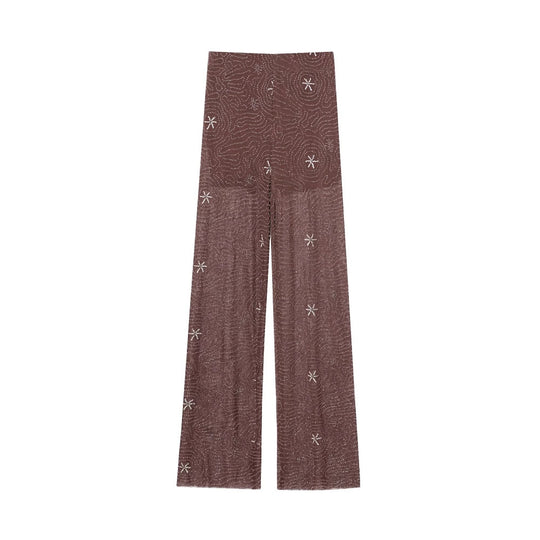 Damen Weite Hosen mit eleganter Stickerei EB