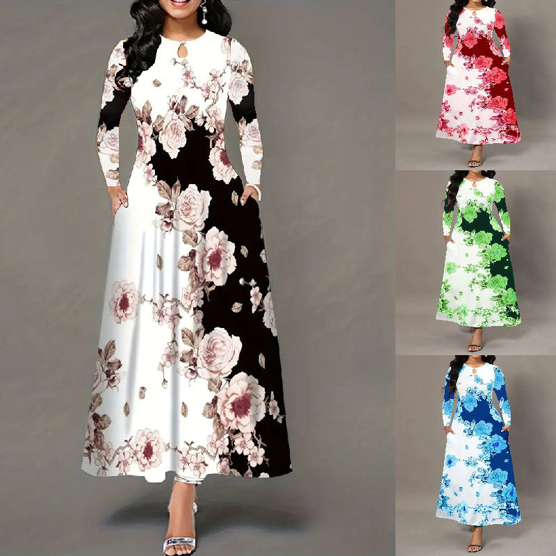 Damen Maxikleid mit floralen Mustern EB