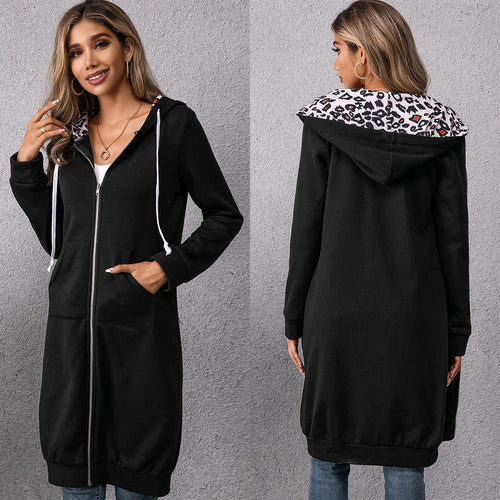 Damen Kapuzenmantel mit praktischem Reißverschluss und seitlichen Taschen EB