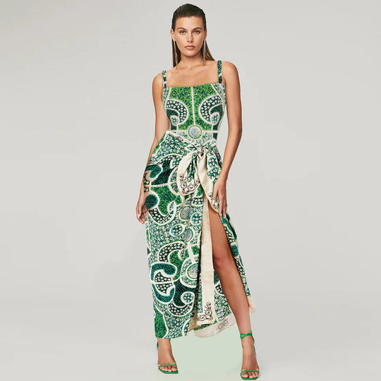 Damen Einteiler Badeanzug mit kunstvollem Blumenmuster EB