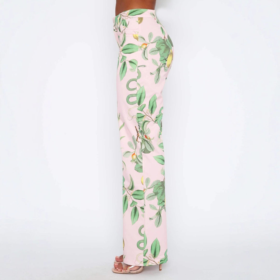Damen lässige Cargo-Hose mit frischem botanischem Print EB