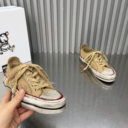 Damen modische Sneaker mit kreativem Used-Look und robustem Tragekomfort EB
