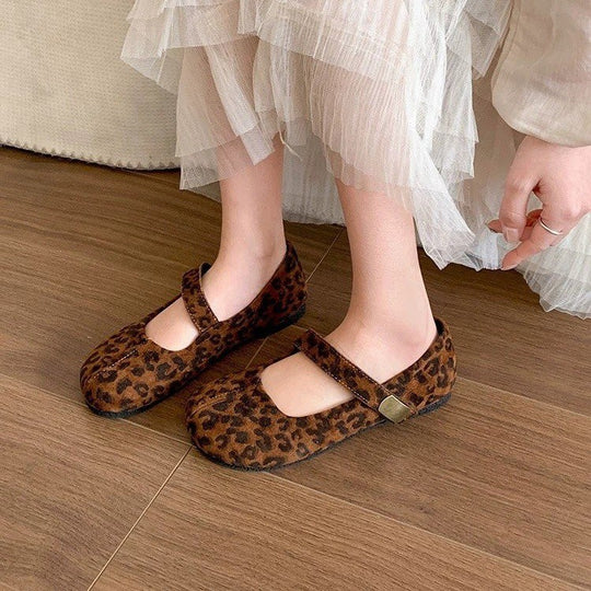 Damen Schicke Ballerinas mit Leo-Muster EB