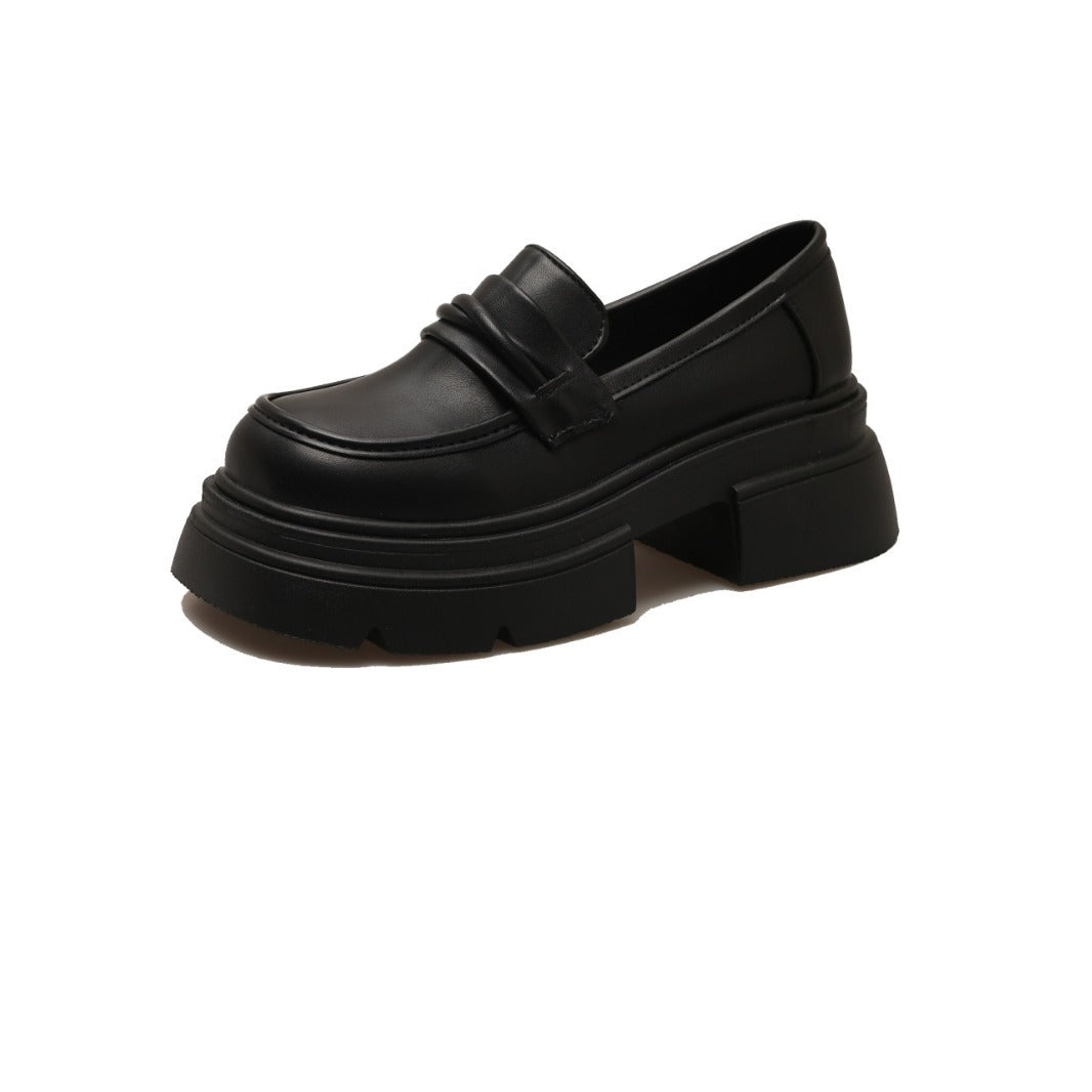 Damen Modische Loafers mit glänzender Oberfläche und robustem Plateau EB