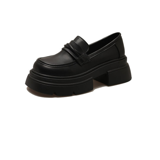 Damen Modische Loafers mit glänzender Oberfläche und robustem Plateau EB