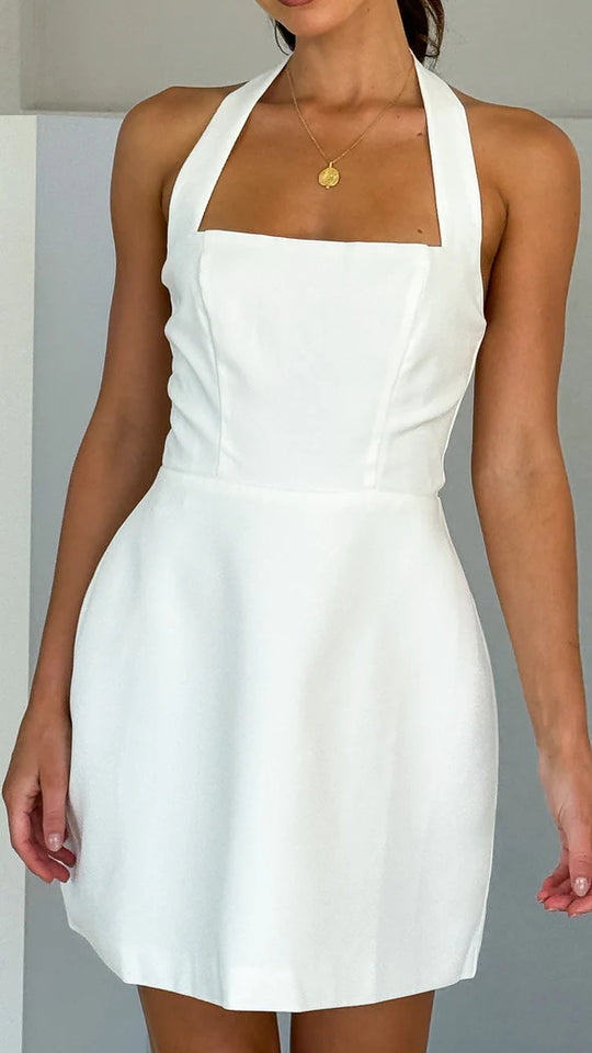 Damen Kurzkleid mit schickem Halterneck und fließendem Schnitt EB