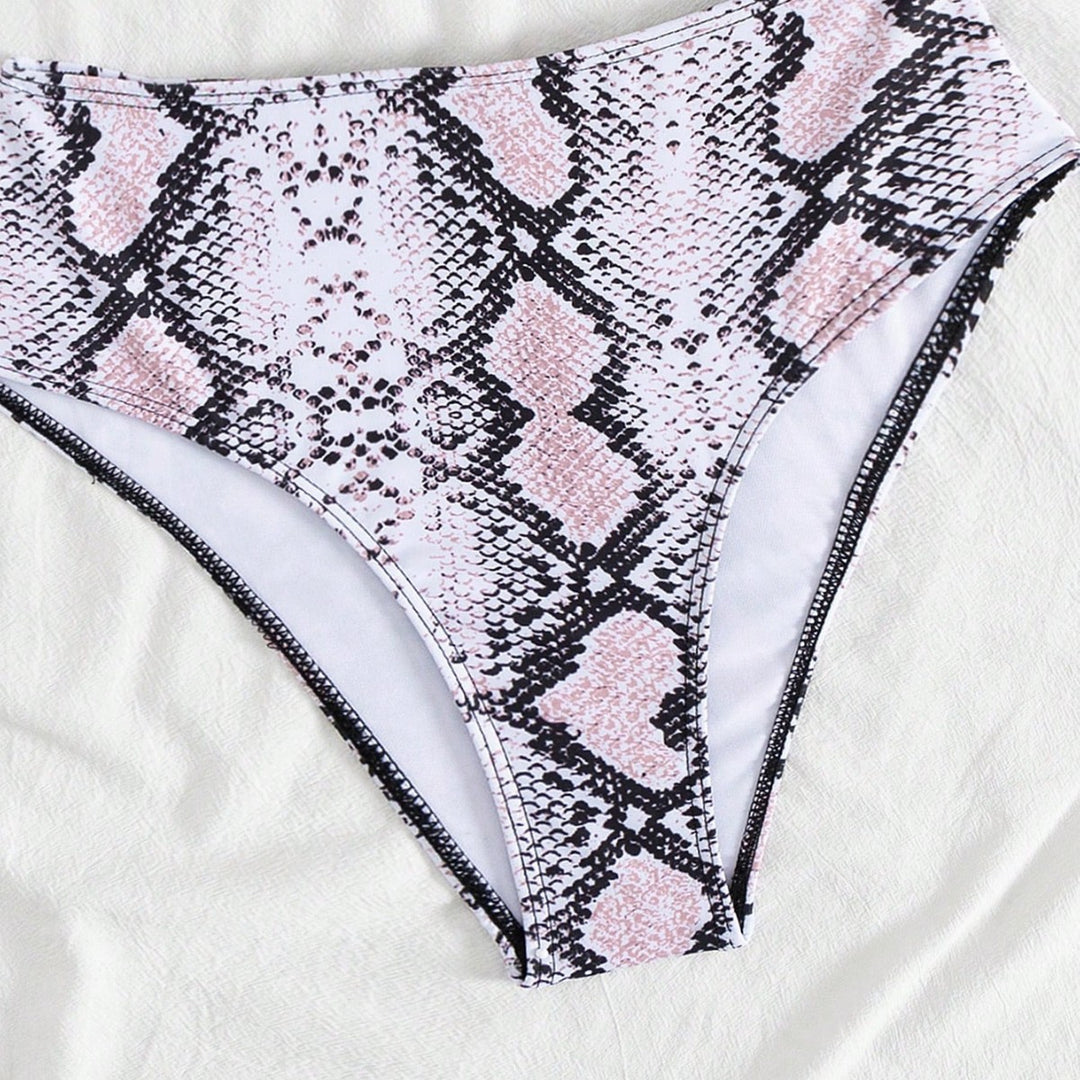 Damen modern geschnittenes Bikini-Set mit Schlangenmuster EB