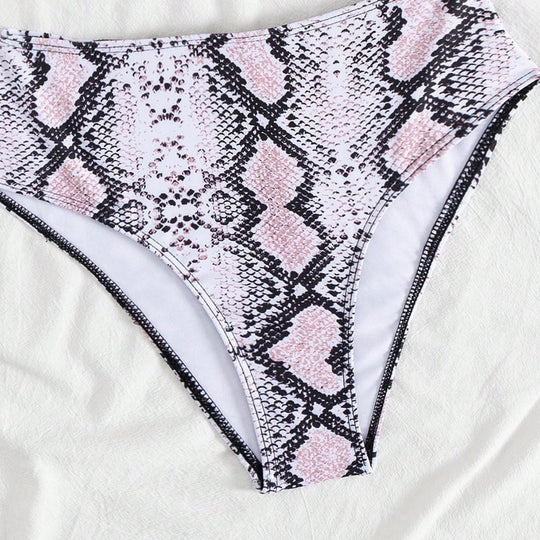 Damen modern geschnittenes Bikini-Set mit Schlangenmuster EB
