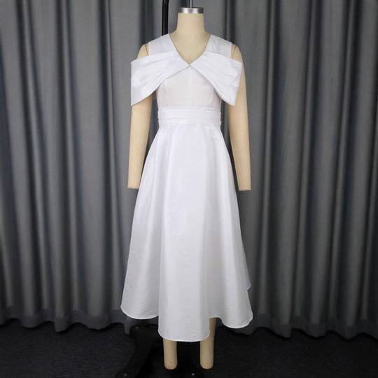 Damen Elegantes Midi-Kleid mit schickem Drapierungsakzent und voluminösem Oberteil EB