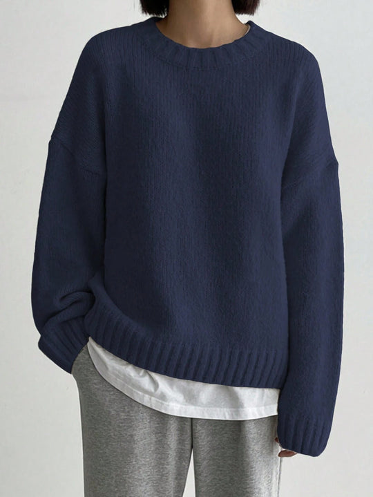 EB | Pullover - Damen Herbst Oversized Rundhals Strickpullover