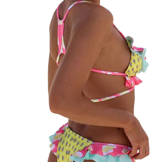 Damen Triangel-Bikini mit verspieltem Rüschen-Design und verstellbarem Bindeband EB