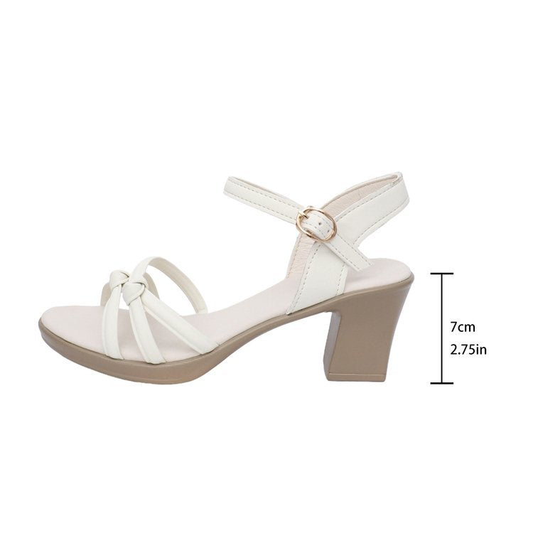 Damen elegante Blockabsatz-Sandaletten mit modischem Riemendesign EB