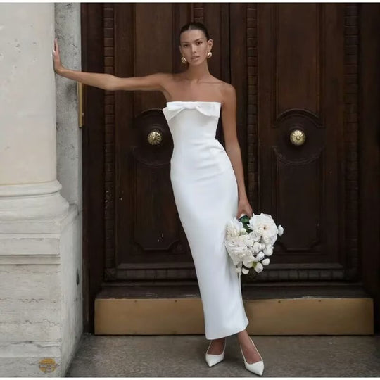 Damen Trägerloses Maxi-Kleid mit elegantem Schleifendetail EB