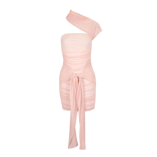 Damen Mini-Raffkleid mit asymmetrischem Schnitt und dekorativen Drapierungen EB