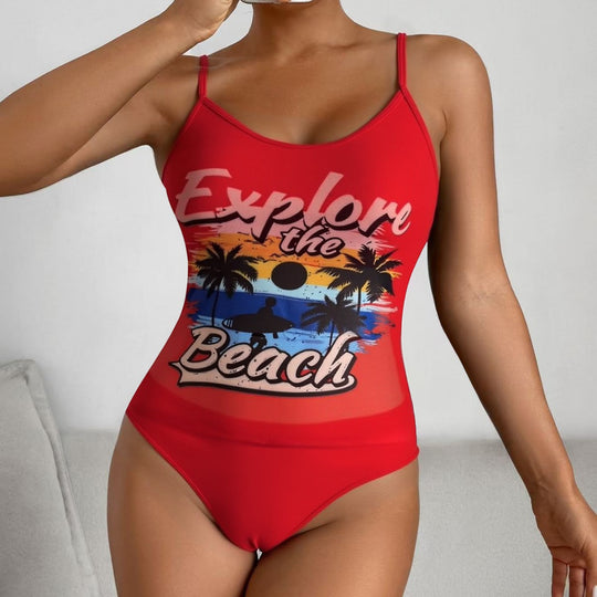 Damen Tankini-Set mit sportlichem Grafikdesign und hoch tailliertem Höschen EB