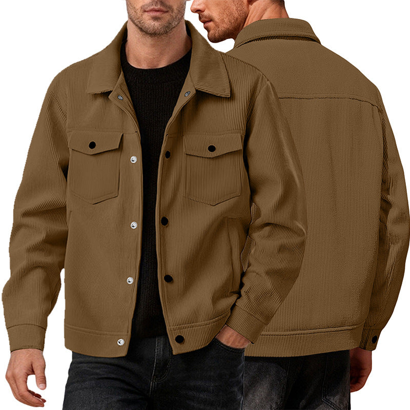 Herren nan Cordjacke im klassischen Arbeiterjacken-Schnitt mit Druckknöpfen und Brusttaschen EB