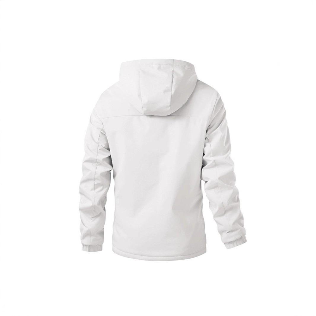 Herren Wetterfeste Kapuzenjacke mit wärmendem Teddyfleece-Inlay und verdecktem Frontreißverschluss EB