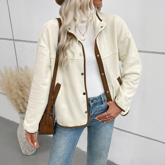 Damen Kuschelige Fleecejacke mit Kontrastelementen EB