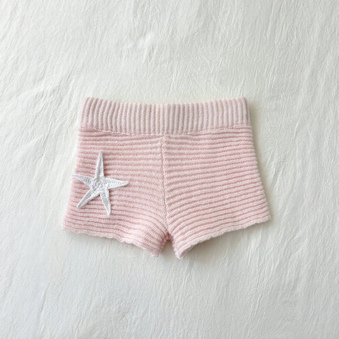 Damen kurze Strickshorts mit maritimer Applikation EB