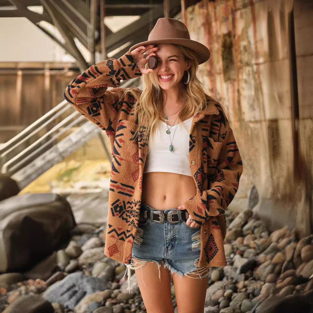 EB | Retro Plüschjacke mit Reverskragen