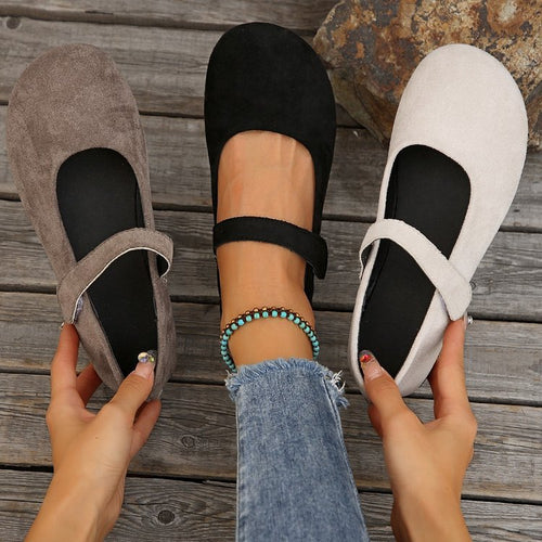 Damen Ballerinas mit verstellbarem Klettverschluss und weichem Obermaterial EB