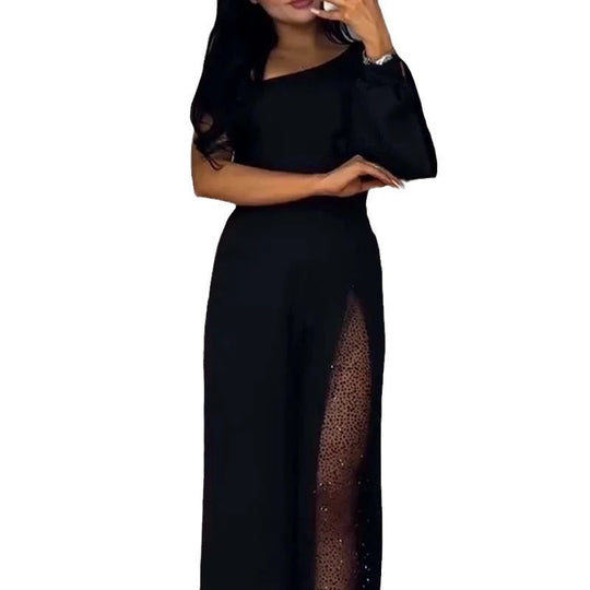 Asymmetrischer einseitiger Damen-Jumpsuit mit Paillettenpanel EB