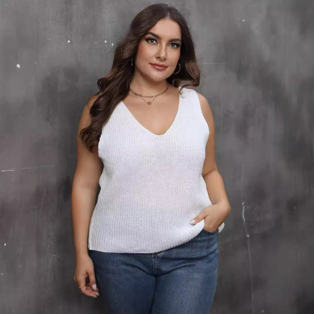 Damen luftiges Stricktop mit V-Ausschnitt EB