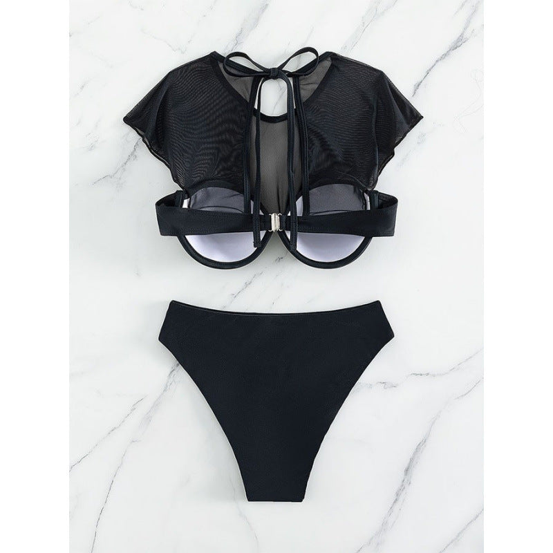 Damen Bikini-Set mit elegantem Crop-Top und hoch geschnittenem Slip EB