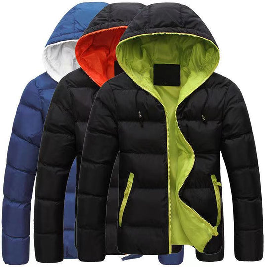 Herren nan gesteppte Kapuzen-Steppjacke mit kontrastierendem Fleecefutter und seitlichen Reißverschlusstaschen EB